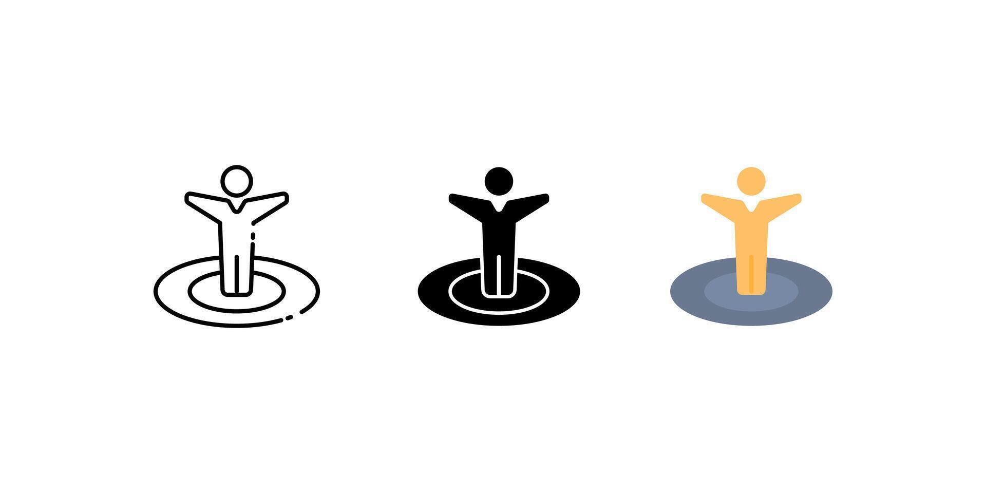 iam here icon set. Linear, silhouette and flat styles are editable. vector