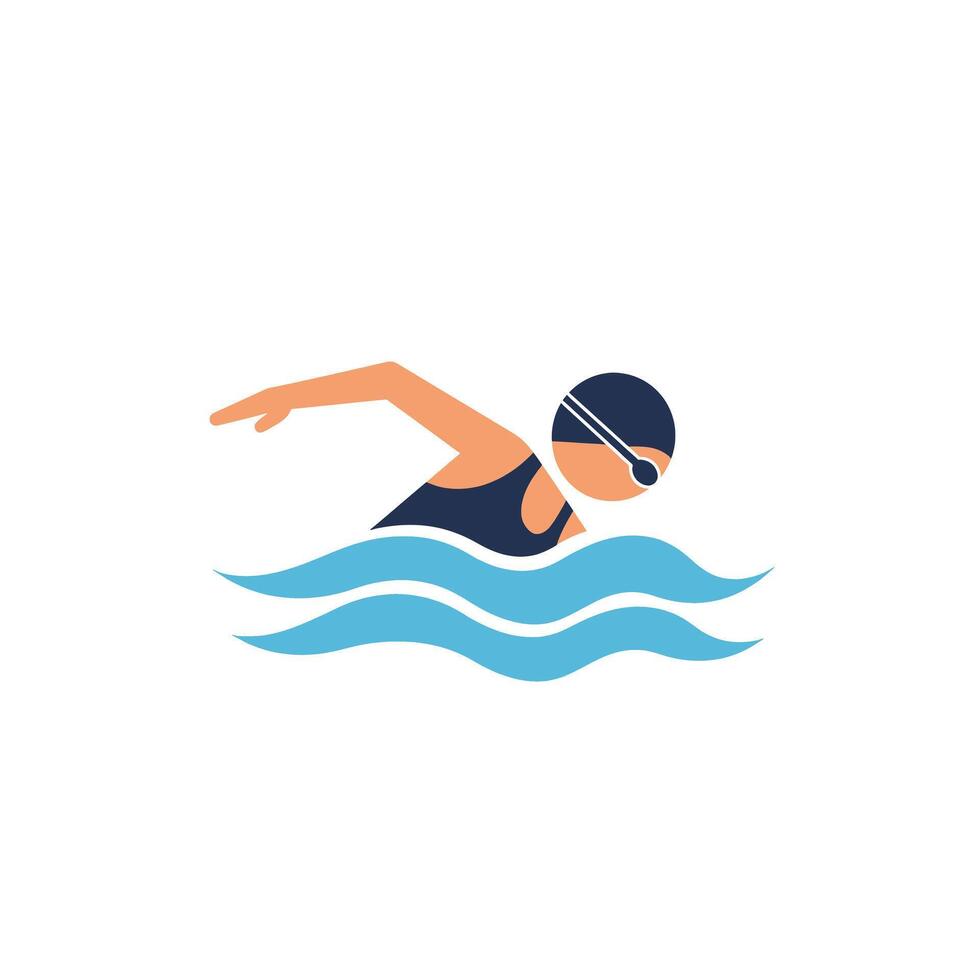 Swimming swimmer logo design vector