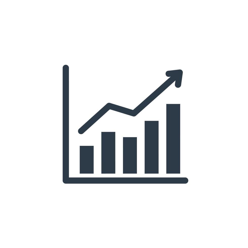 A graph line icon with a bar chart vector
