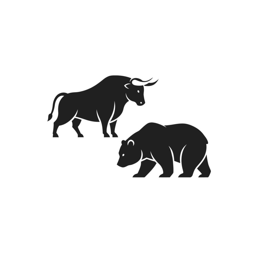 Bull and bear icon illustration vector