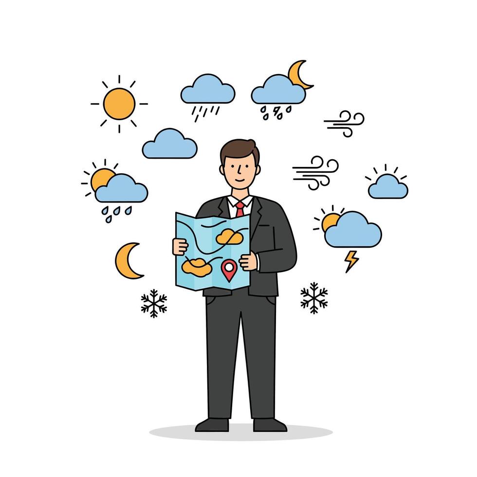 Businessman with weather forecast illustration vector