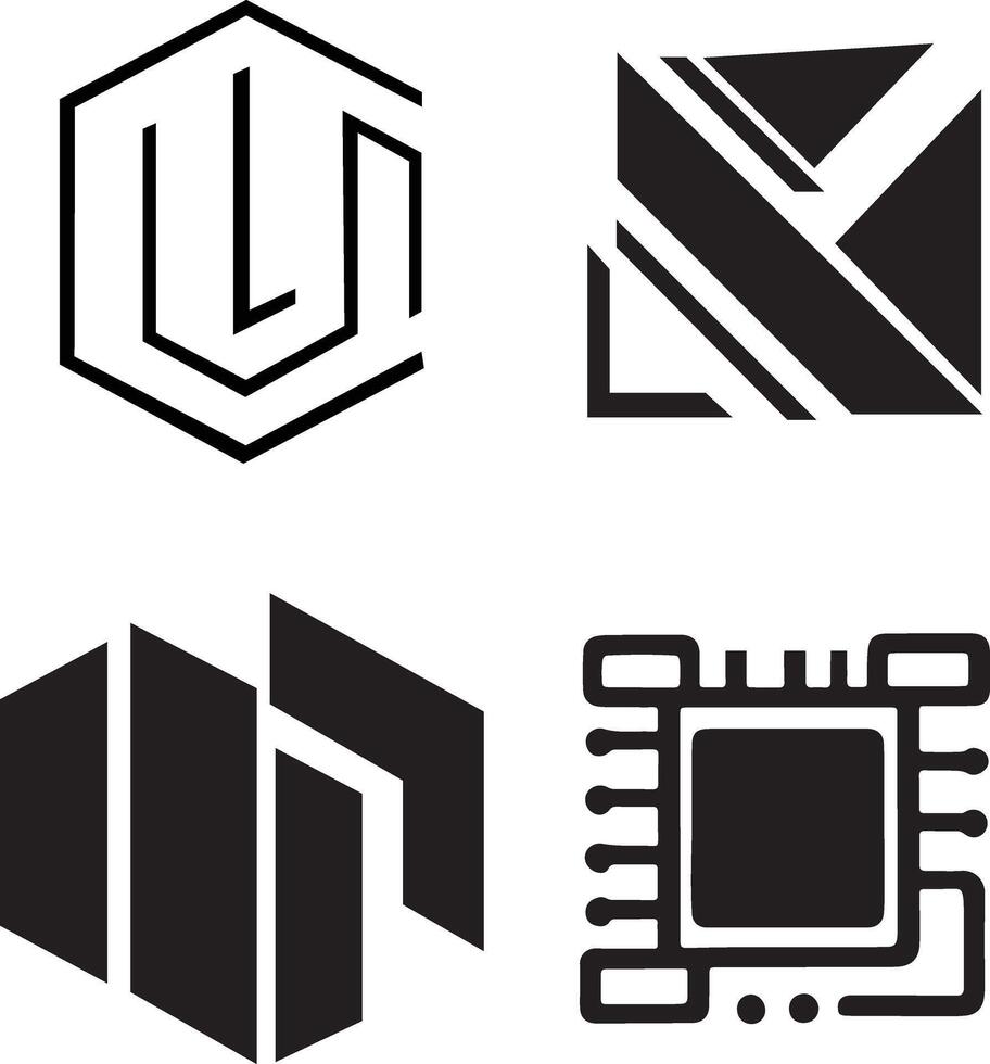 Modern Abstract Logos, Icons, and Technology Symbols vector