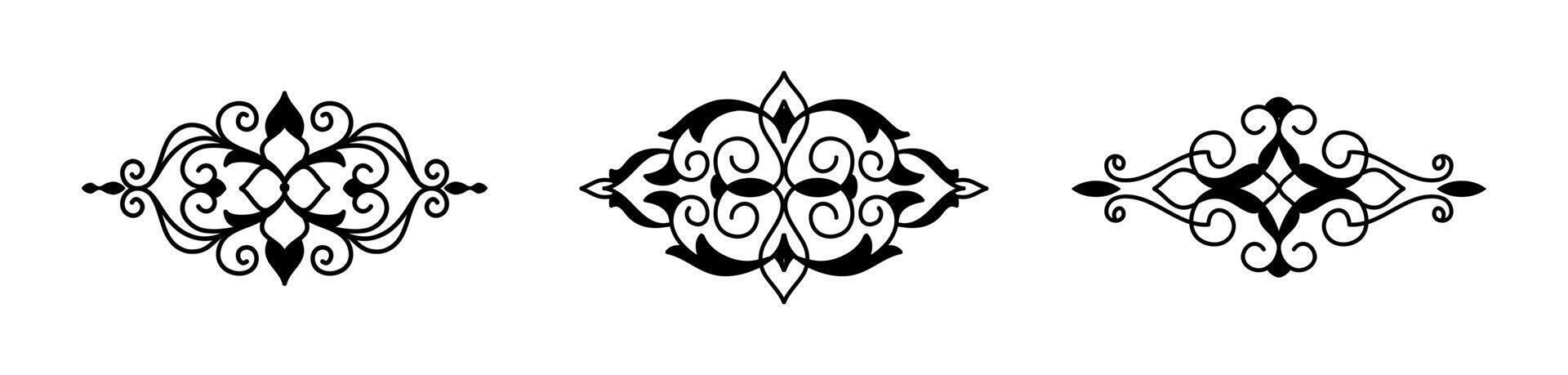 ornament for frame artwork and pinstripe art on black colour vector
