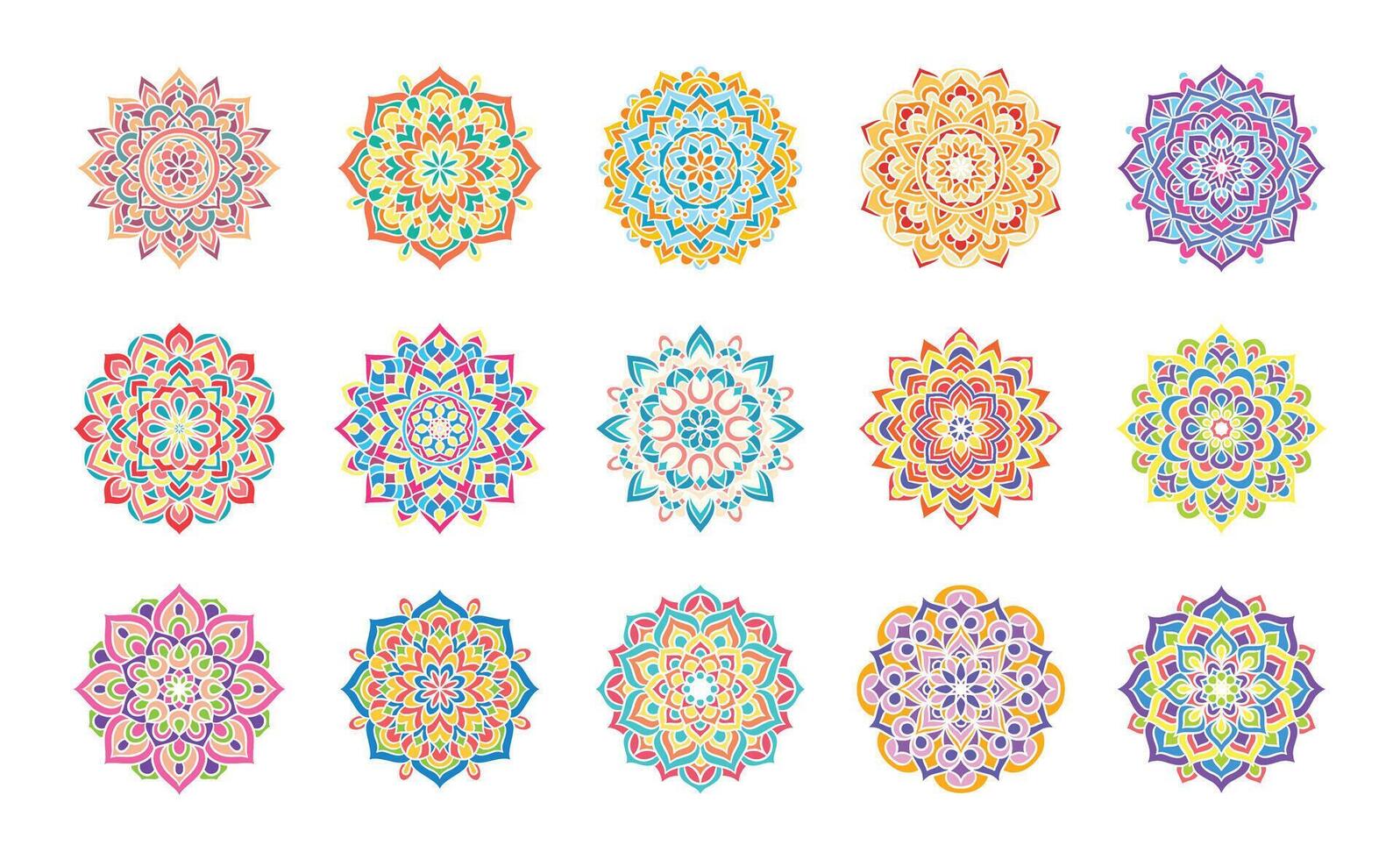 Set of mandala round ornament pattern art vector