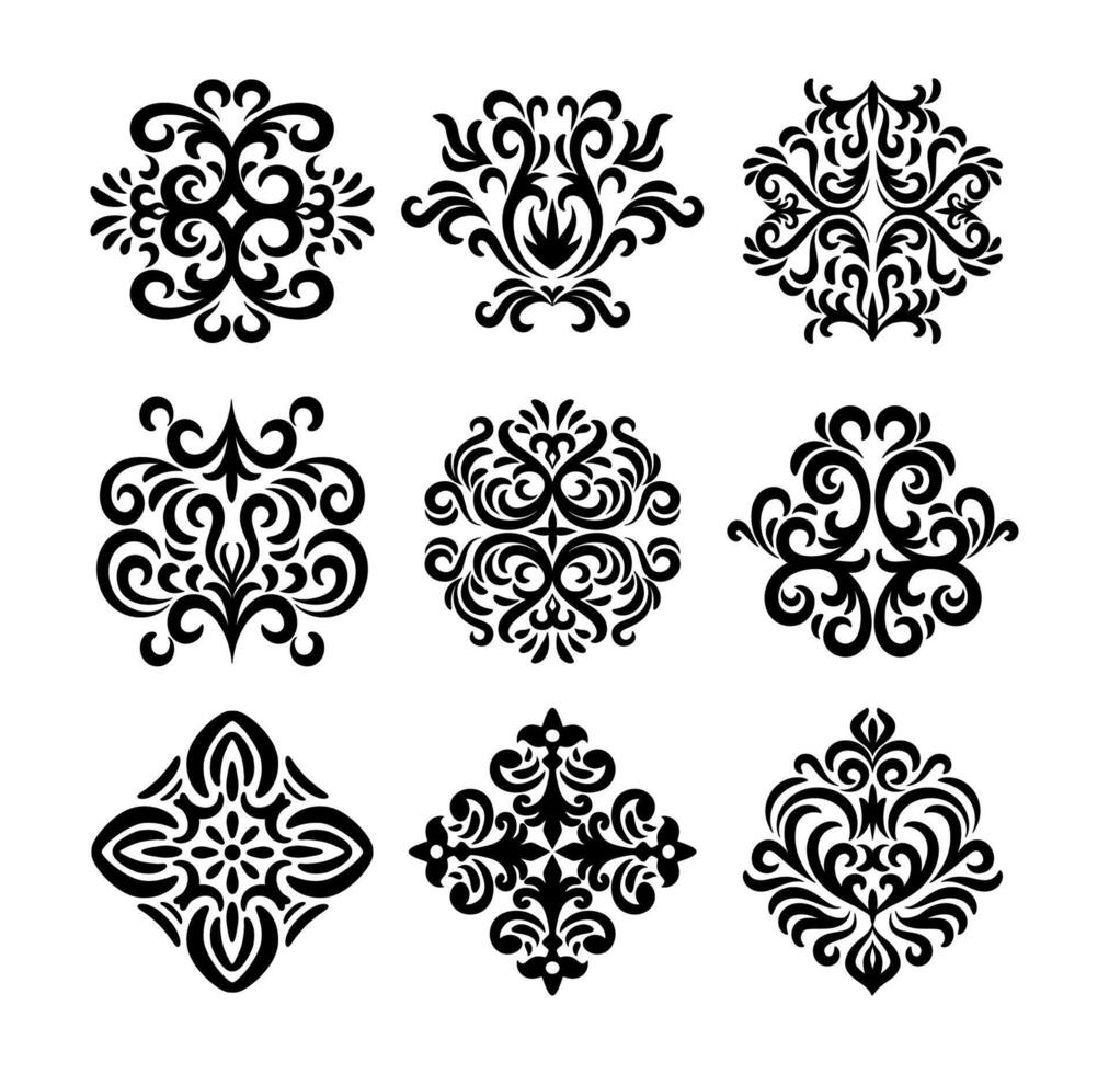 Set of oriental damask patterns vector
