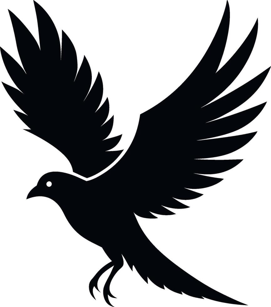 Eagle in flight top view, eagle silhouette. vector