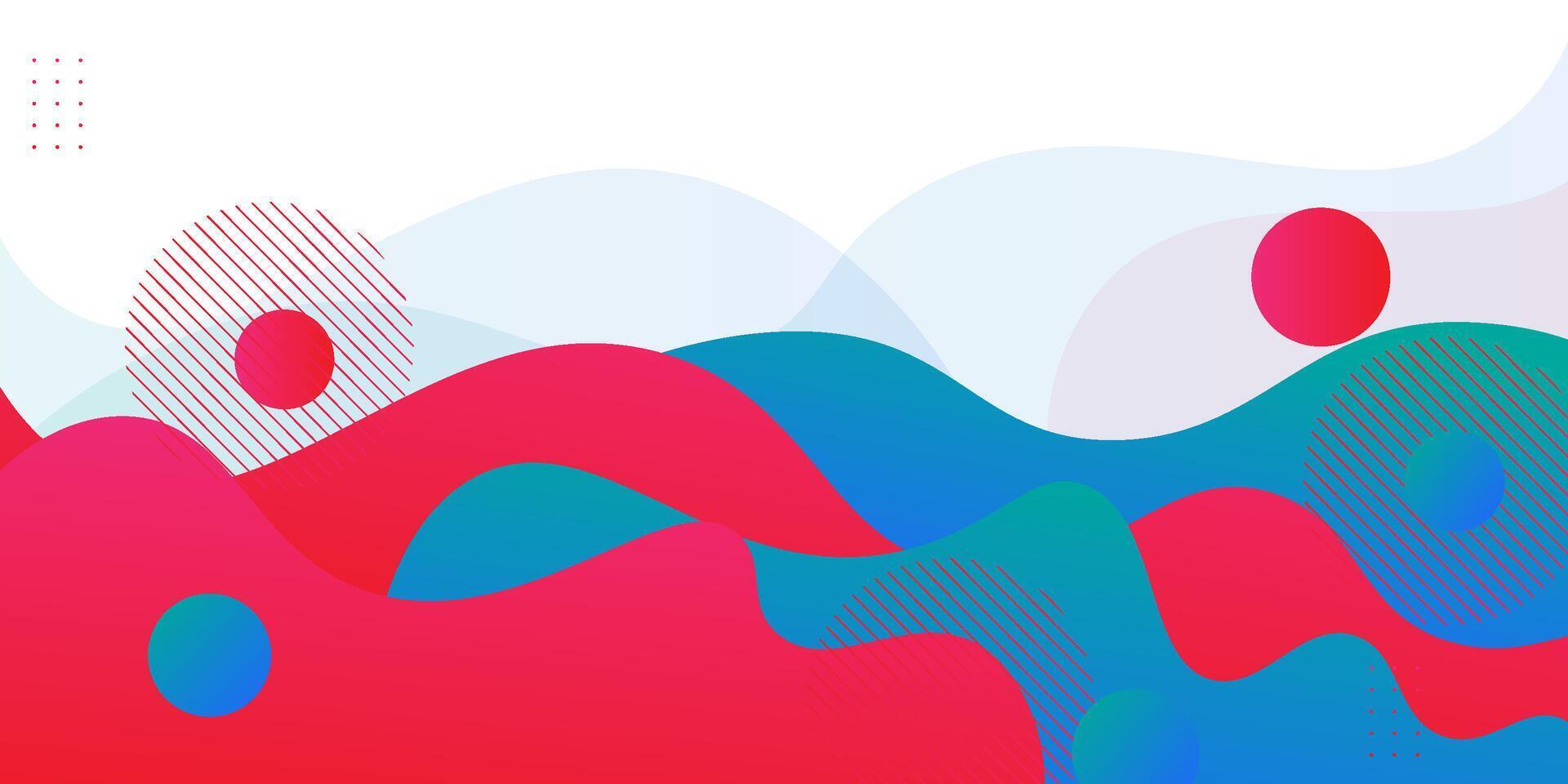 Blue and pink geometric business banner design. Creative banner design with wave and circle shape as template. Simple design on white horizontal banner. Eps10 vector