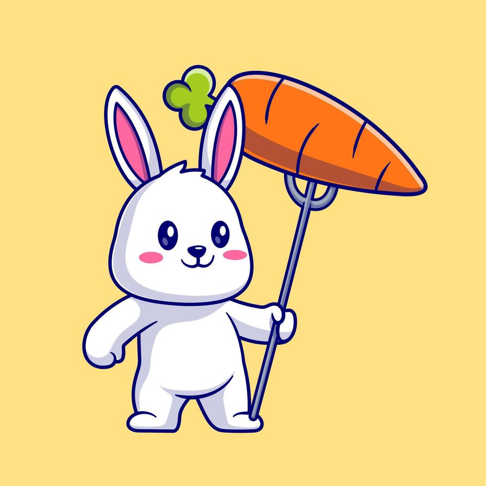 Cute Rabbit Poke Carrot With Fork Cartoon vector