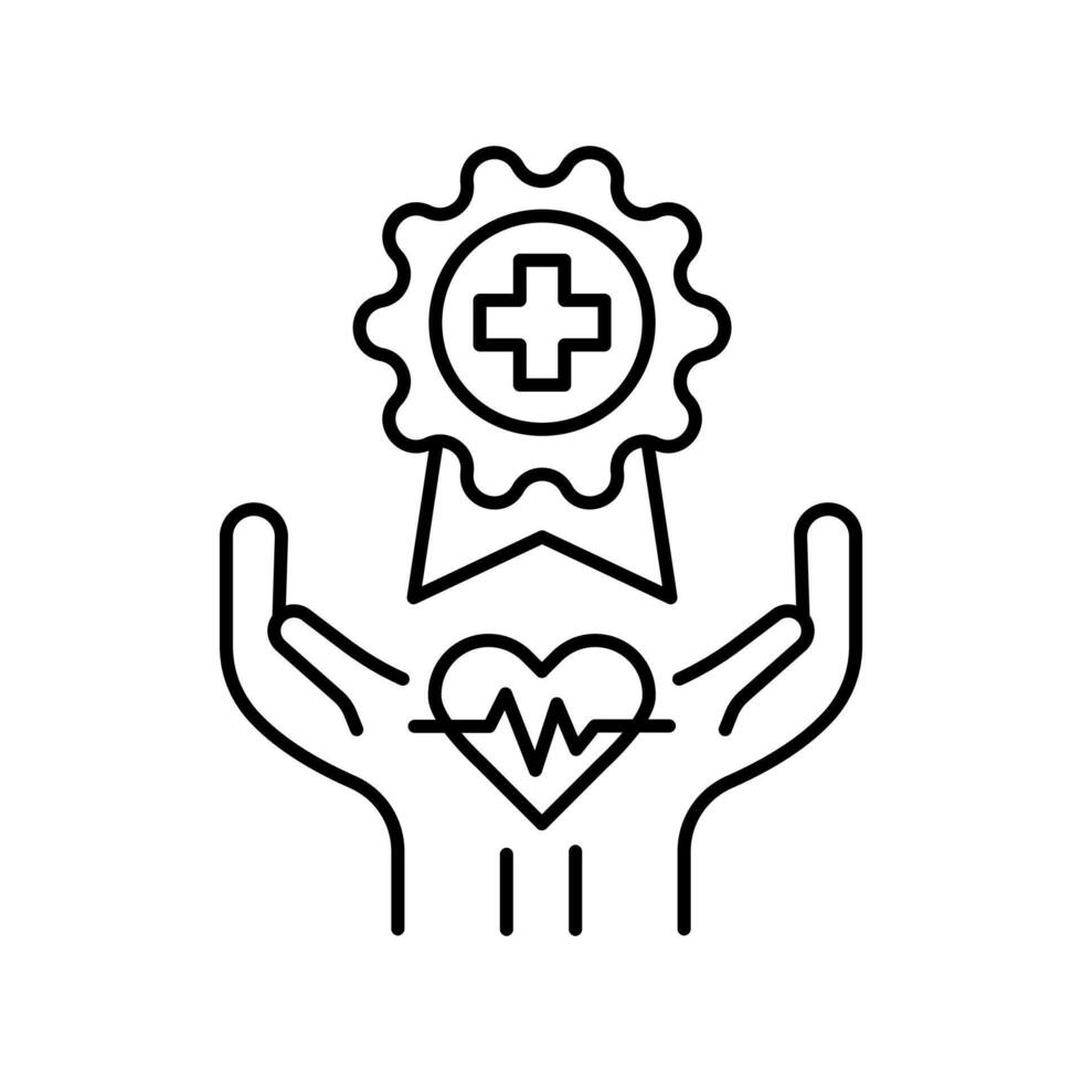 Quality medical standards black line icon. vector