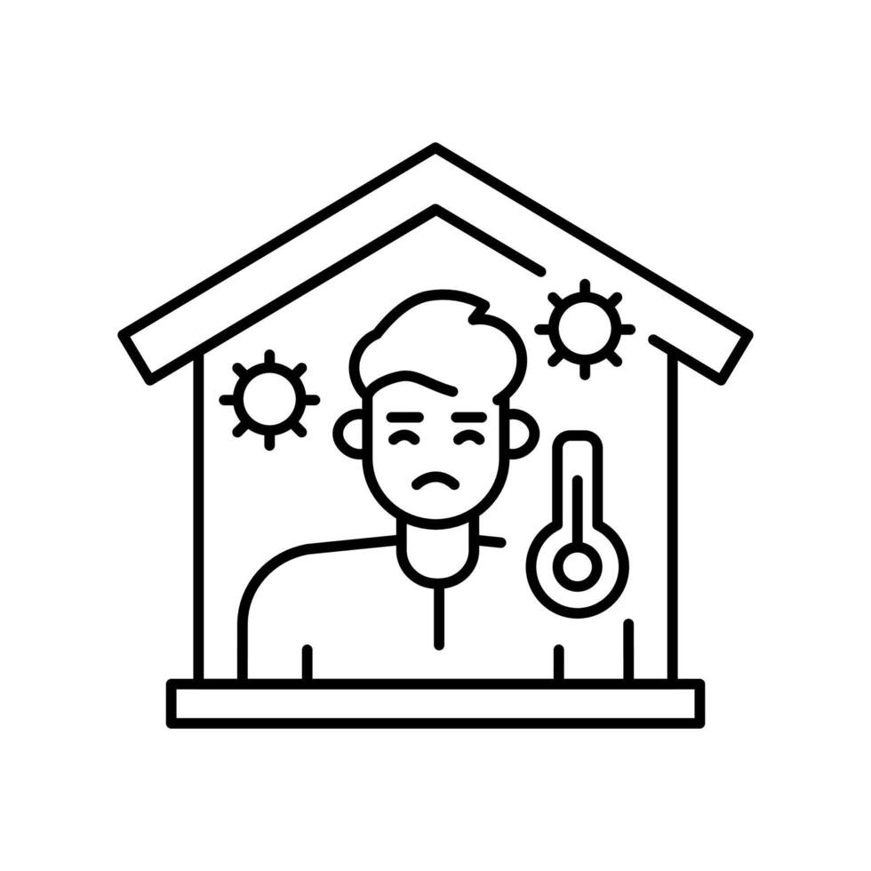 home isolation black line icon. vector