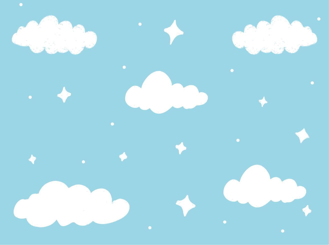seamless pattern with clouds and blink star vector
