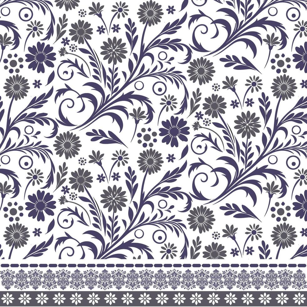 seamless floral pattern with botanical border artwork for invitation and wrapping print designs vector