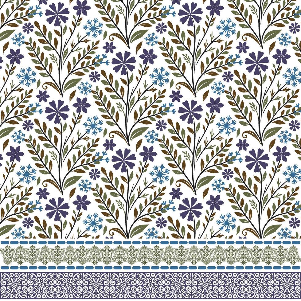 seamless floral pattern with elegant border motifs for textile and invitation templates vector