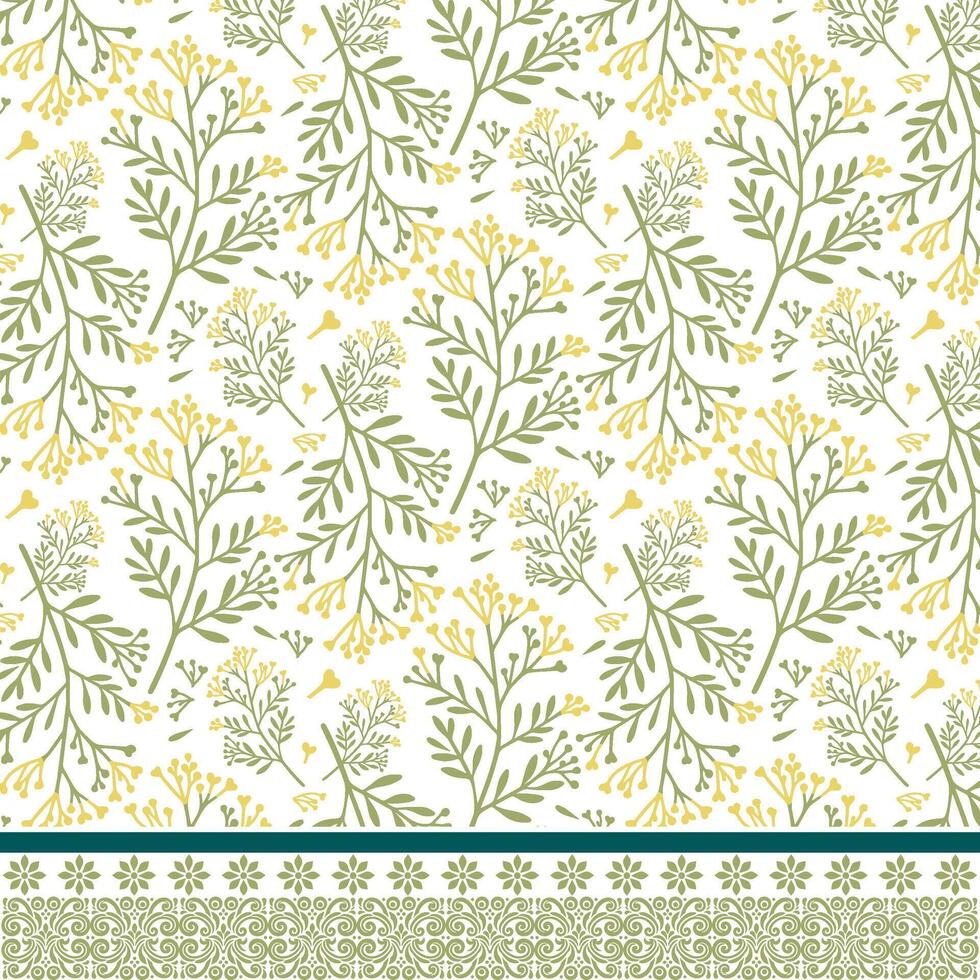 intricate floral border pattern with decorative elements for fabric and invitation templates vector