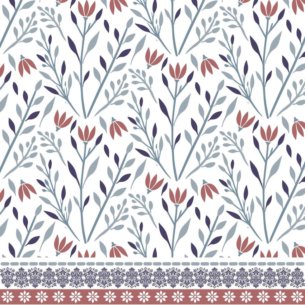seamless floral border design with elegant botanical elements for wallpaper and card templates vector
