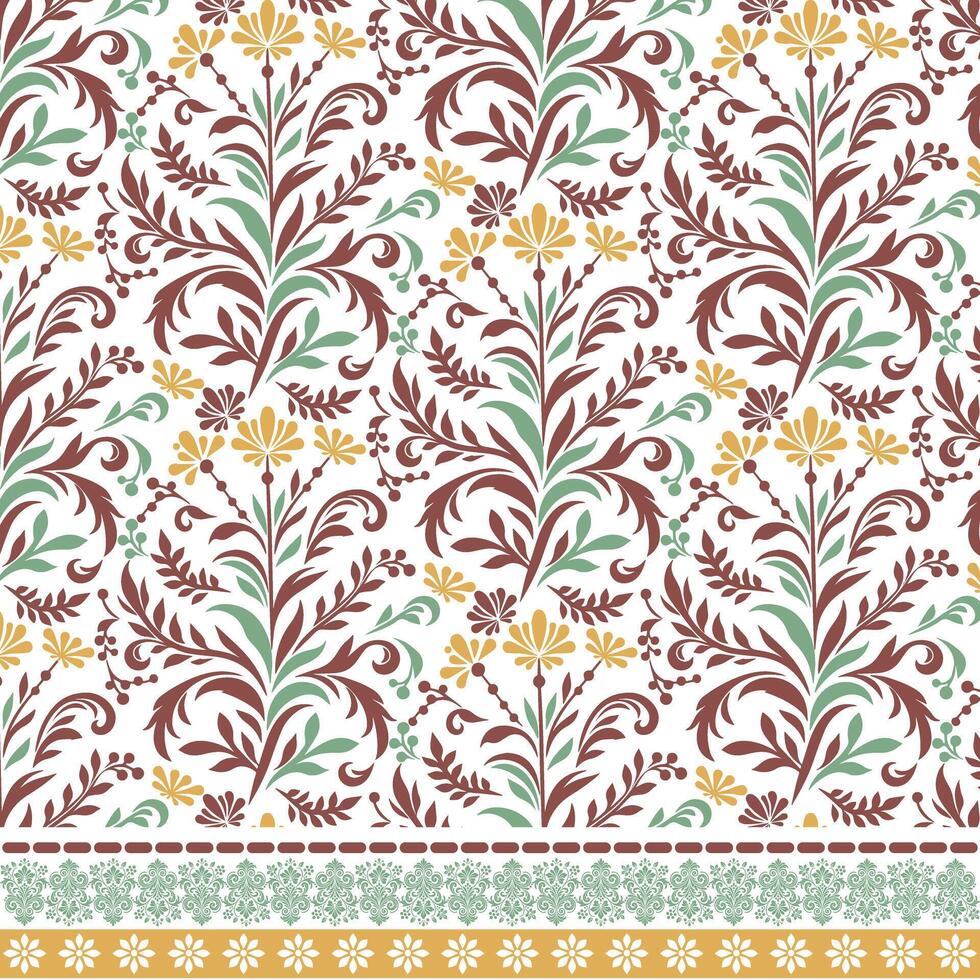 seamless floral border pattern with abstract decorative elements for fashion and card templates vector