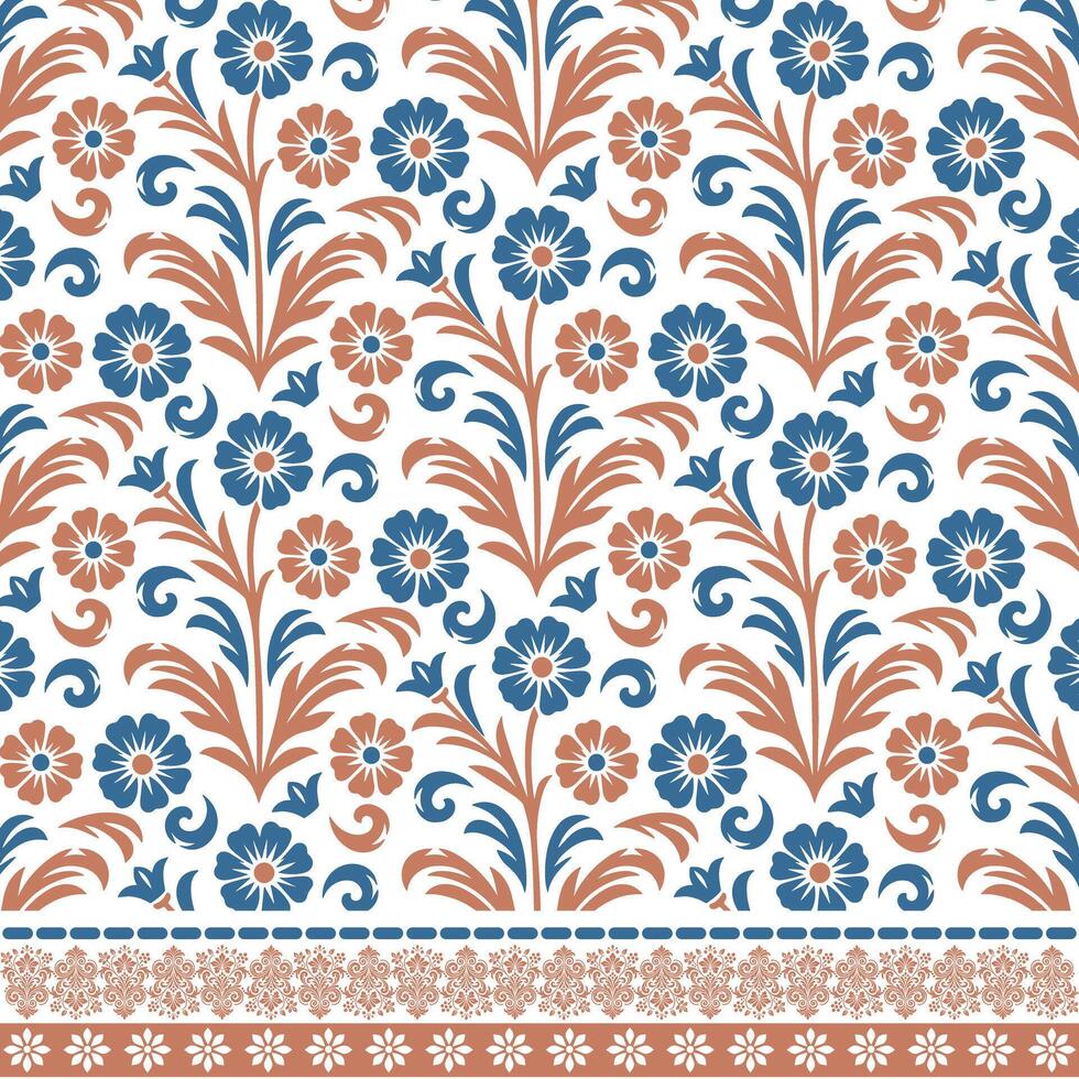 seamless floral pattern with vintage inspired border for poster and digital print designs vector