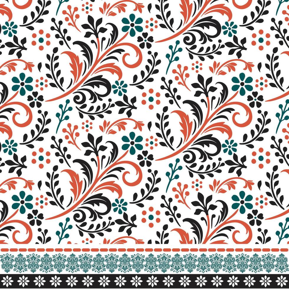 seamless floral pattern with artistic border texture for wallpaper and print on demand graphics vector