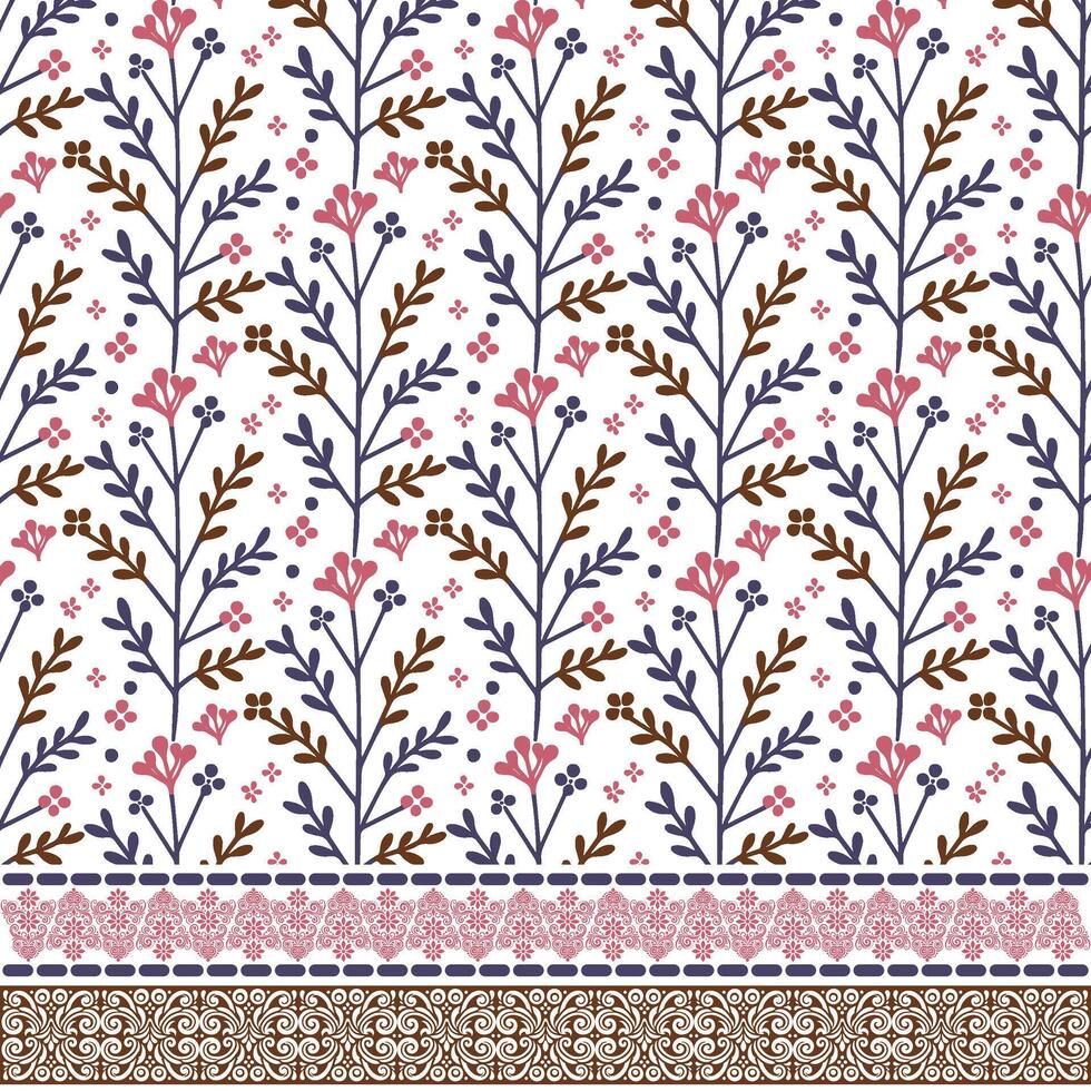 seamless floral design with intricate border texture for wedding and wrapping template printing vector