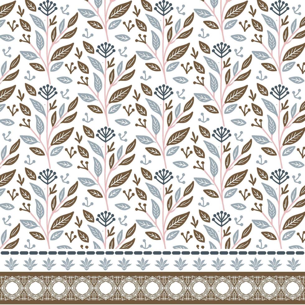 floral pattern with seamless ornamental border texture for fashion and textile applications vector