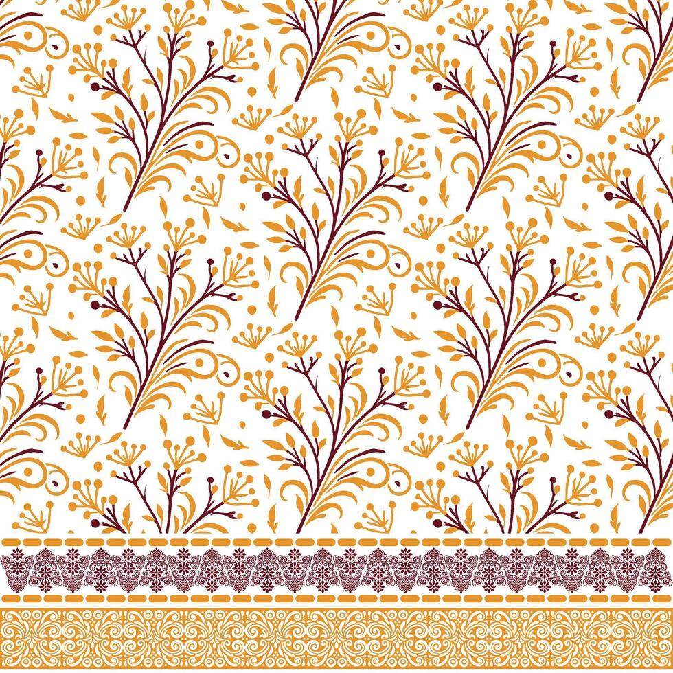 seamless floral pattern with elegant botanical border details for wedding and wrapping templates vector