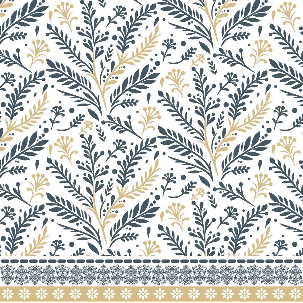 seamless floral pattern with artistic border artwork for textile and poster printing vector