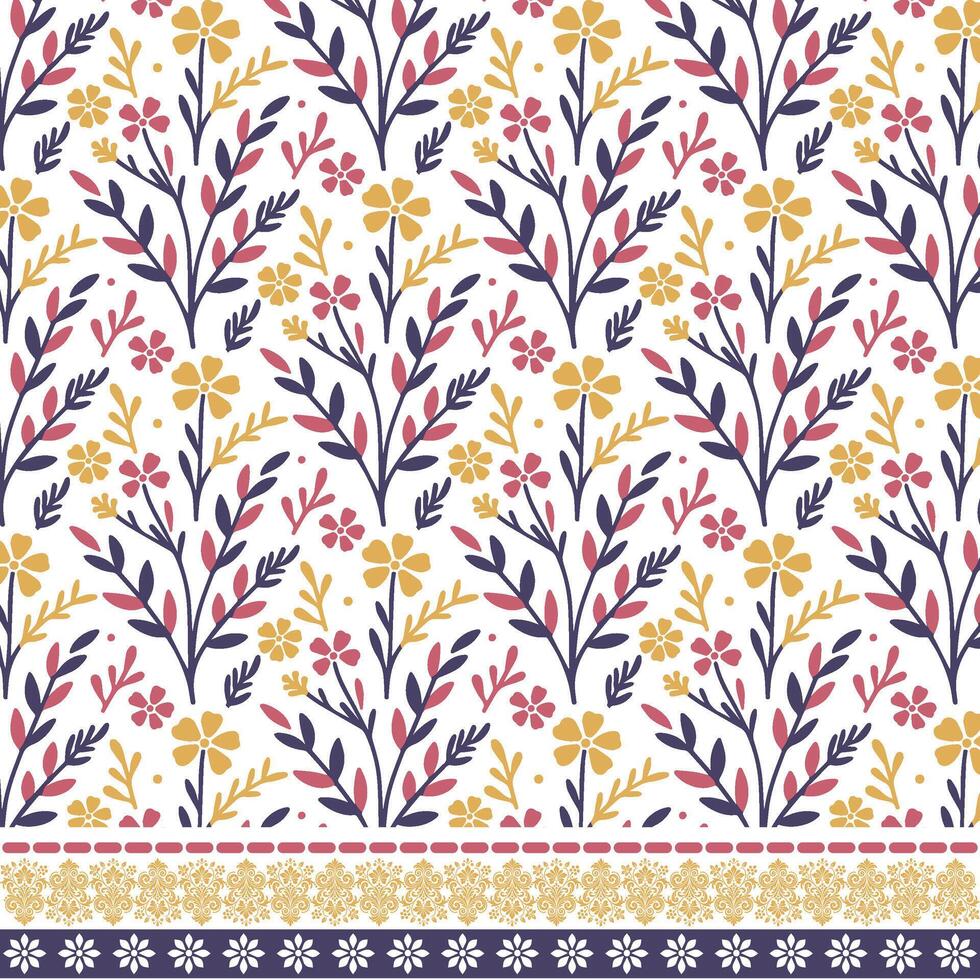 seamless floral pattern with artistic border artwork for wedding and wrapping paper templates vector