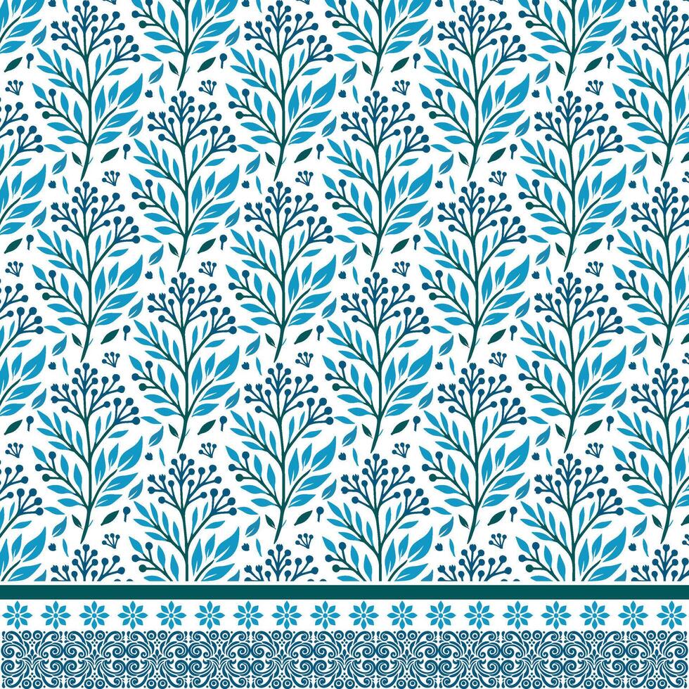 detailed ornamental floral pattern with seamless border for poster and fabric printing vector