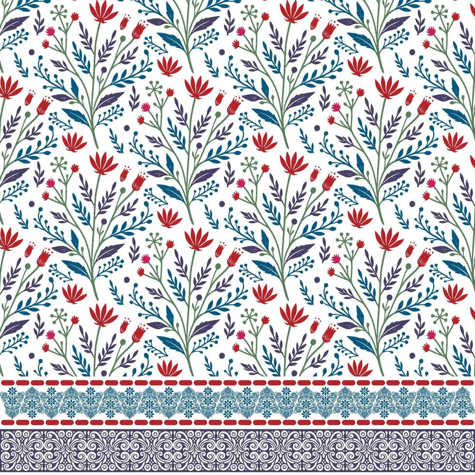 seamless floral pattern with intricate border artwork for wedding invitations and fabric prints vector