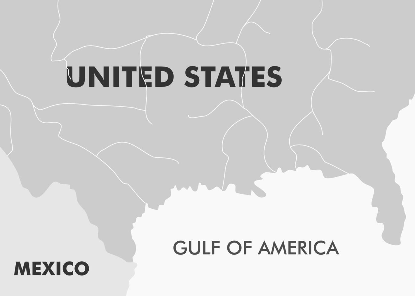 Gulf of America. Previously Gulf of Mexico. US and Mexico map vector