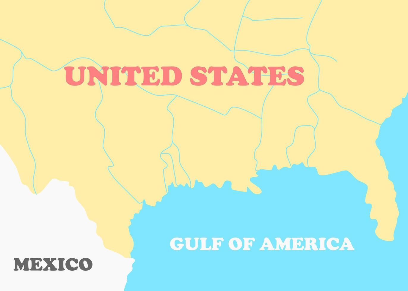 Political map of the Gulf of America - USA, Mexico vector