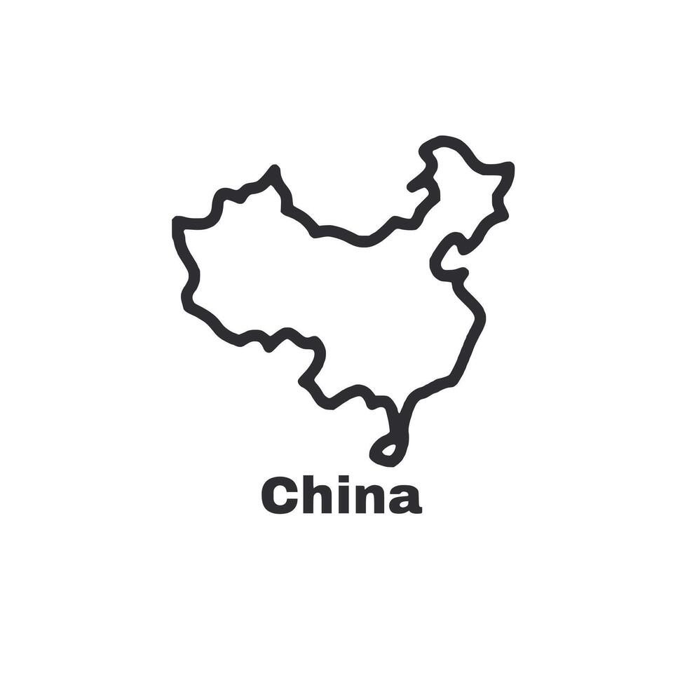 A black and white drawing of China vector