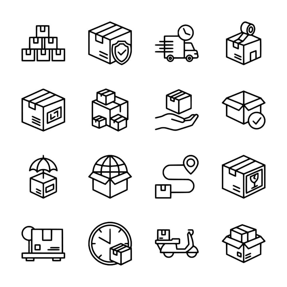 A set of black and white icons for delivery services vector