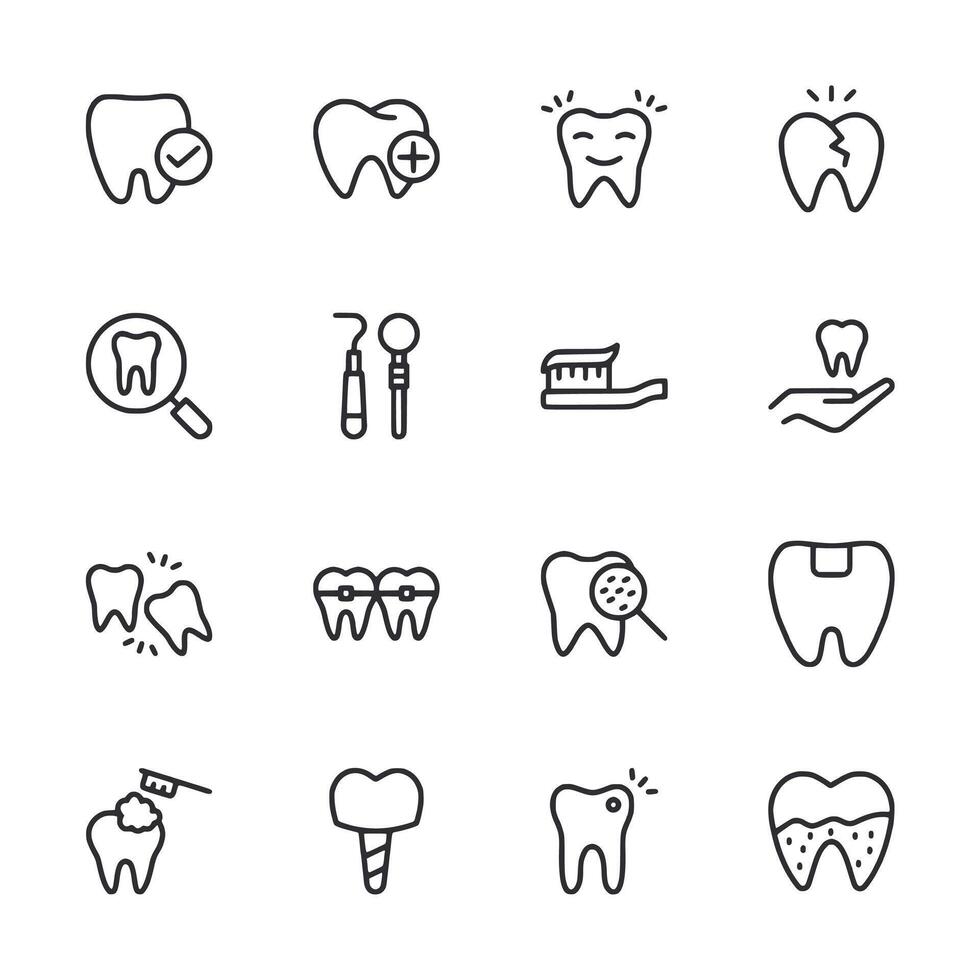 Set of dental icons including a toothbrush, a toothpaste, a toothpaste tube vector