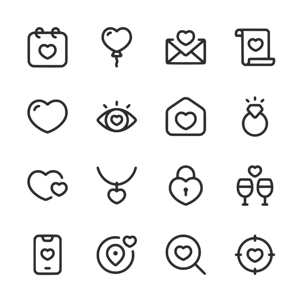 Collection of icons for Valentine's Day vector