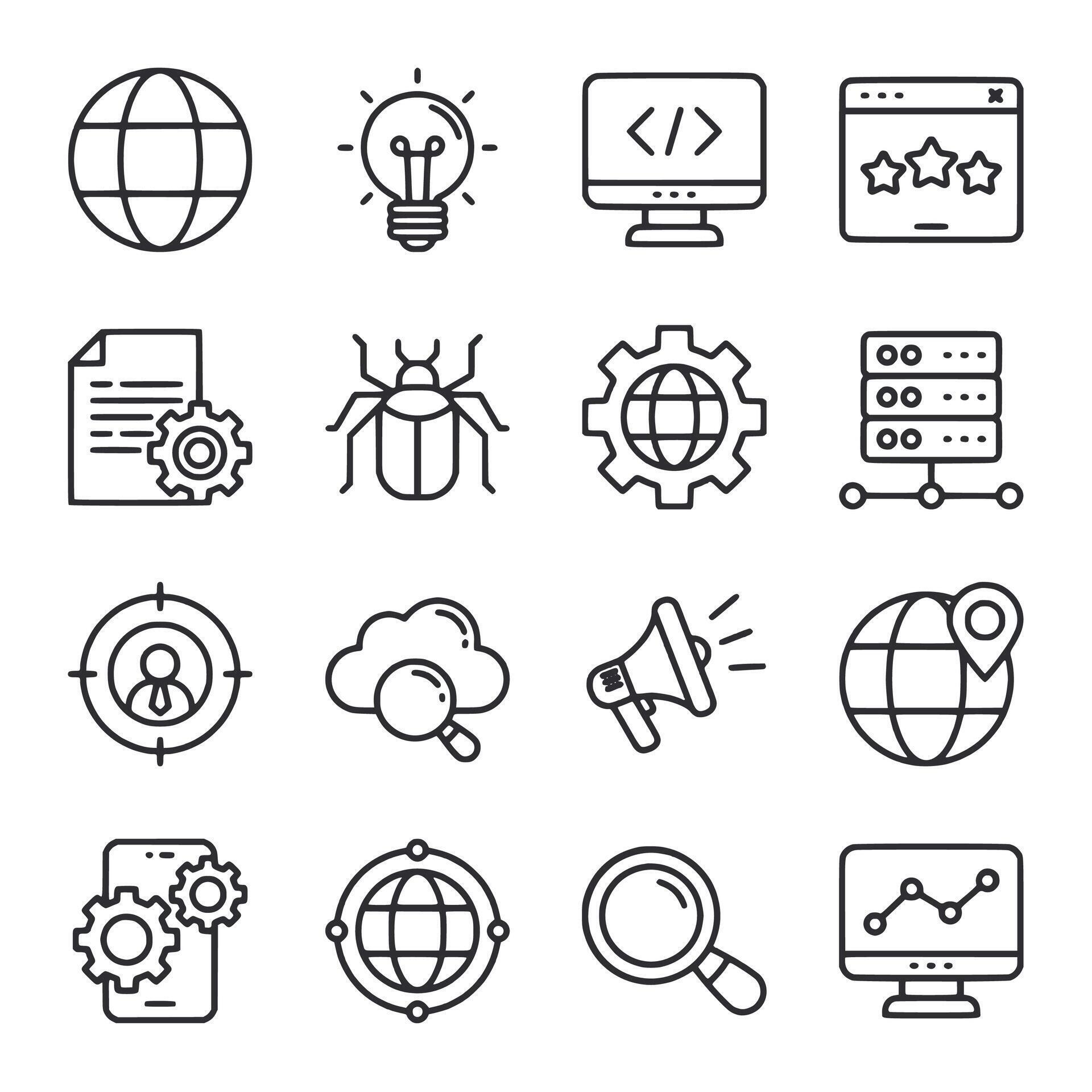 set of icons for various programming topic 56708583 Vector Art at Vecteezy