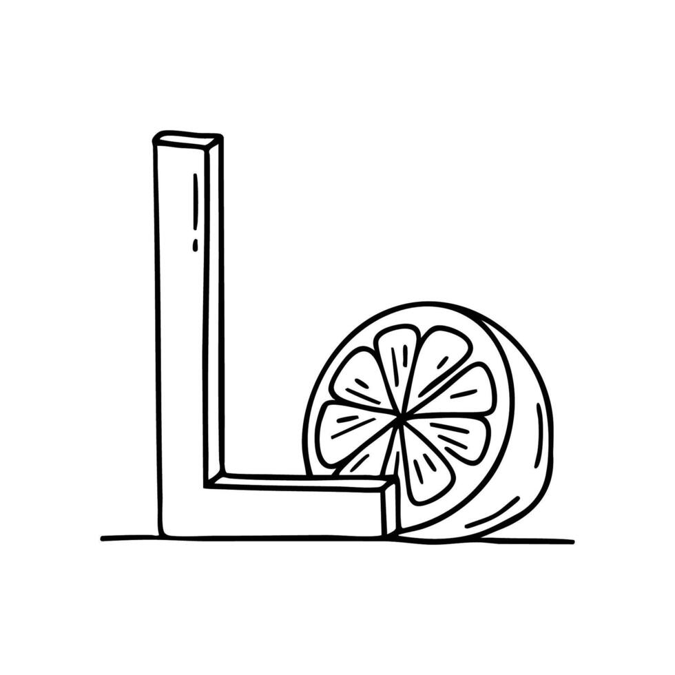 An Illustration of Lime beside letter L vector