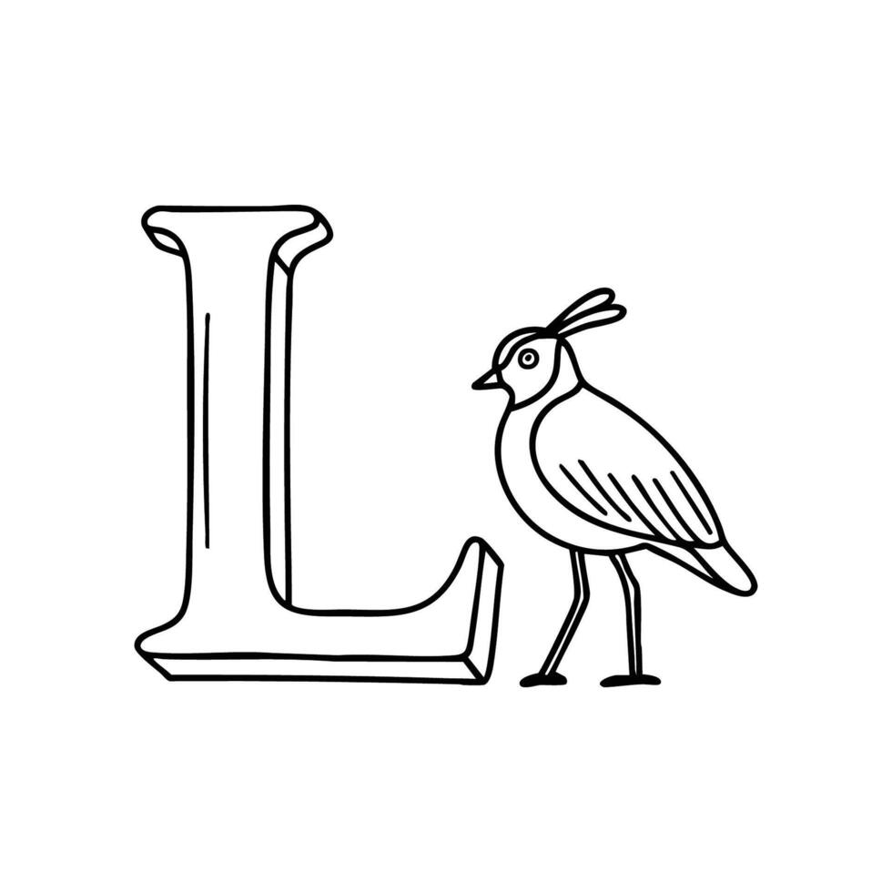 An Illustration of Lapwing beside letter L vector