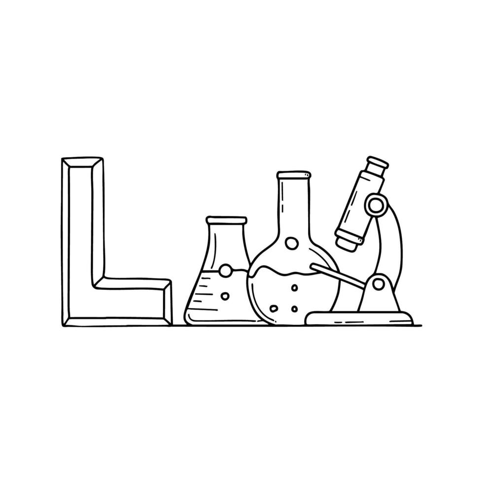 An Illustration of Laboratory beside letter L vector