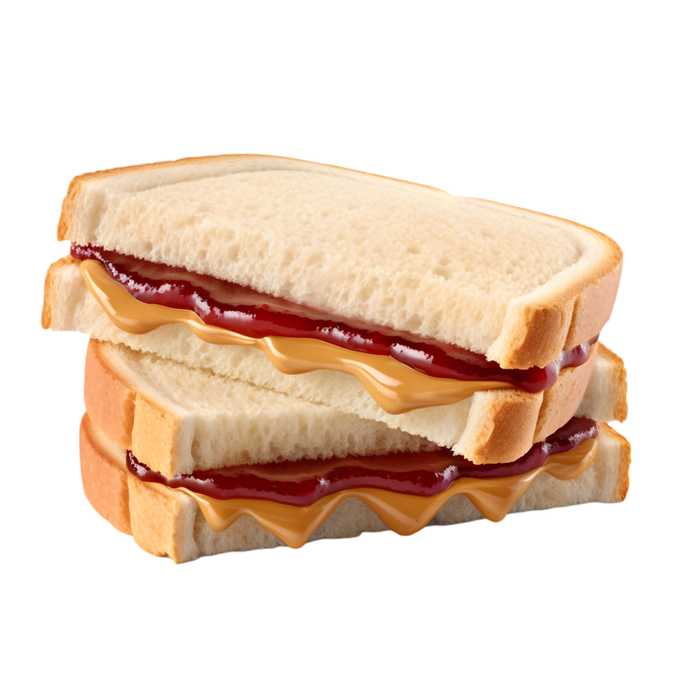 Delicious peanut butter and jelly sandwich kitchen food photography home environment close-up view comfort food concept png