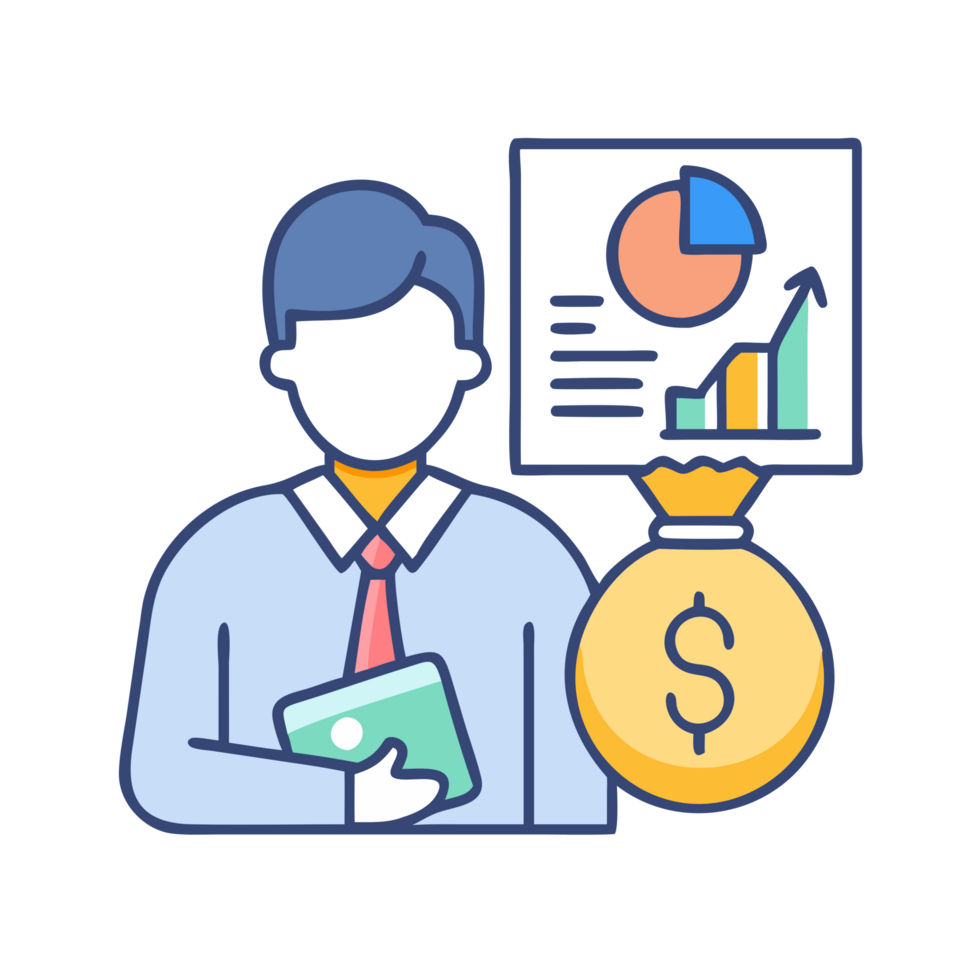 Financial advisor analyzing investment portfolio office infographic professional environment close-up wealth management insights png