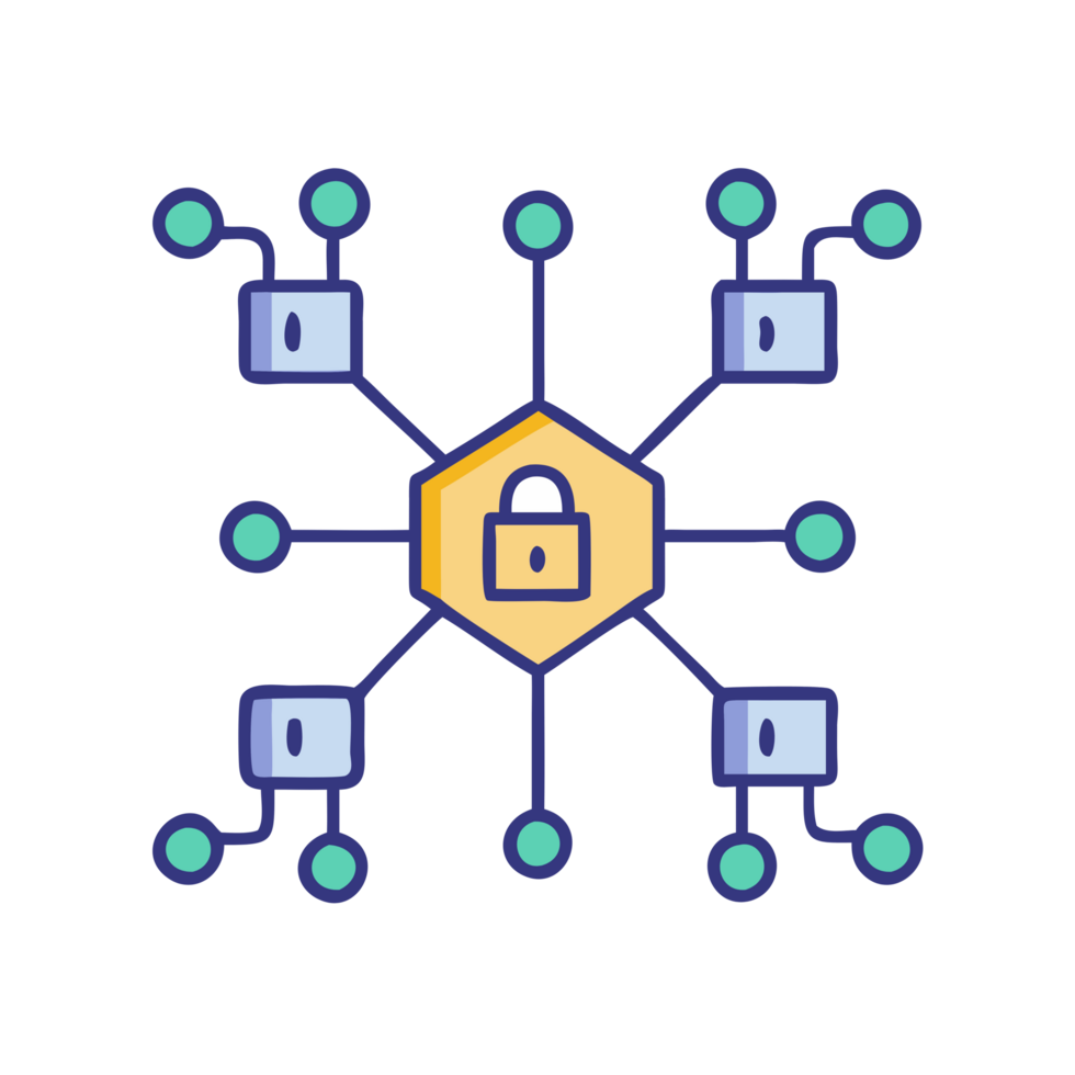 Secure blockchain network connections digital environment infographic virtual space tech concept analysis png