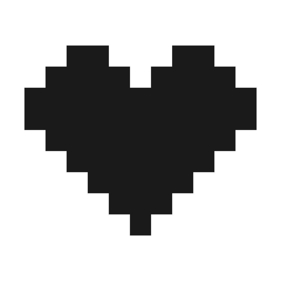 Pixel Art Heart shape Icon Pictogram Sticker. Black Day or St Valentine Day design element concept. Isolated illustration Thematic cards or web promo banners, leaflets, print materials or tags vector