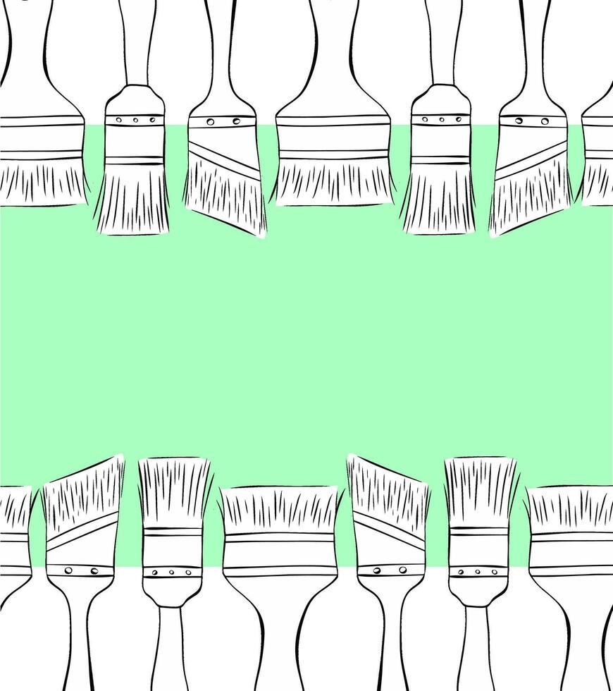 Paint Brush seamless border frame. graphic line ink template. Isolated Paintbrush Collection. vector