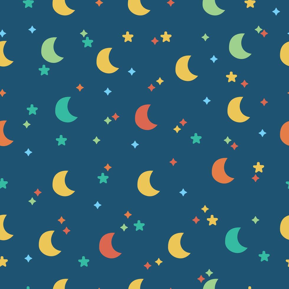 solar system kids cartoon planet seamless pattern. Rocket, UFO, planets Illustration, great for wallpaper, textile and texture design. Kids design, fabric, wrapping, apparel. vector