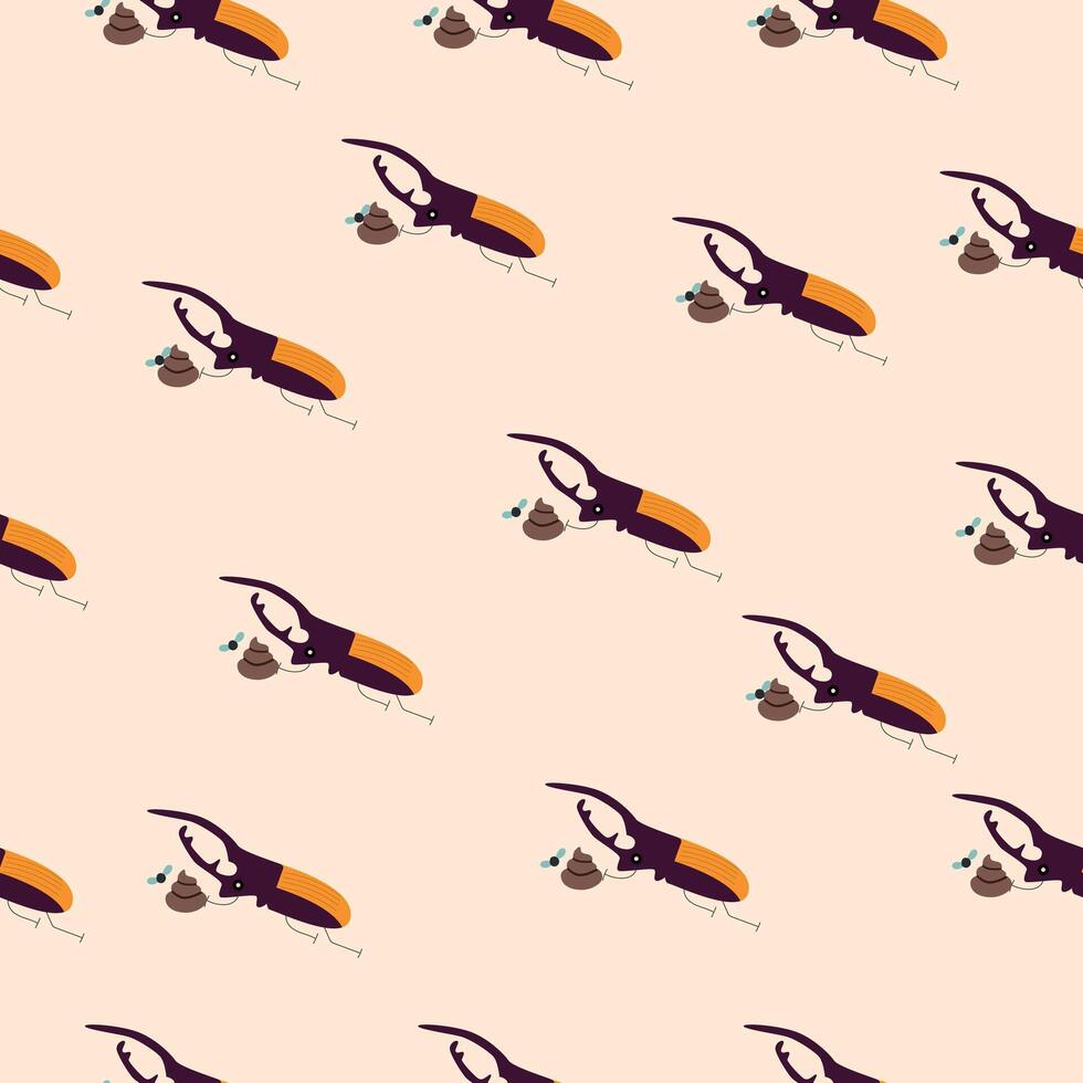 Playful pattern featuring dung beetles pushing spheres on a sandy background, adding a humorous touch vector