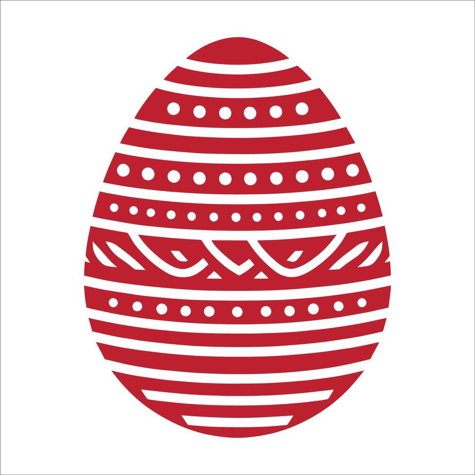 Decorative Easter Egg Red And White Ornate Egg Design vector