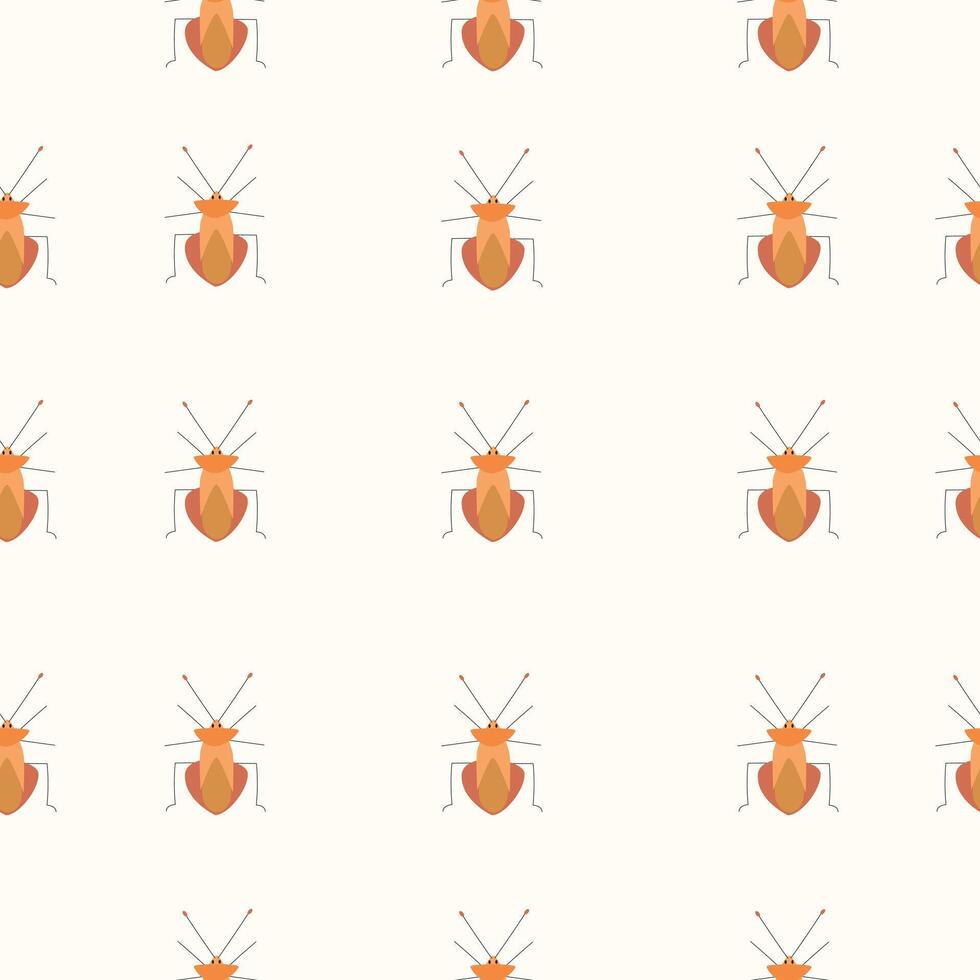 Beetle seamless pattern in flat vector