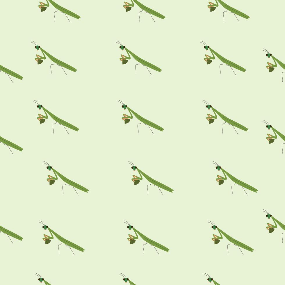 Seamless pattern with praying mantis for fabric vector