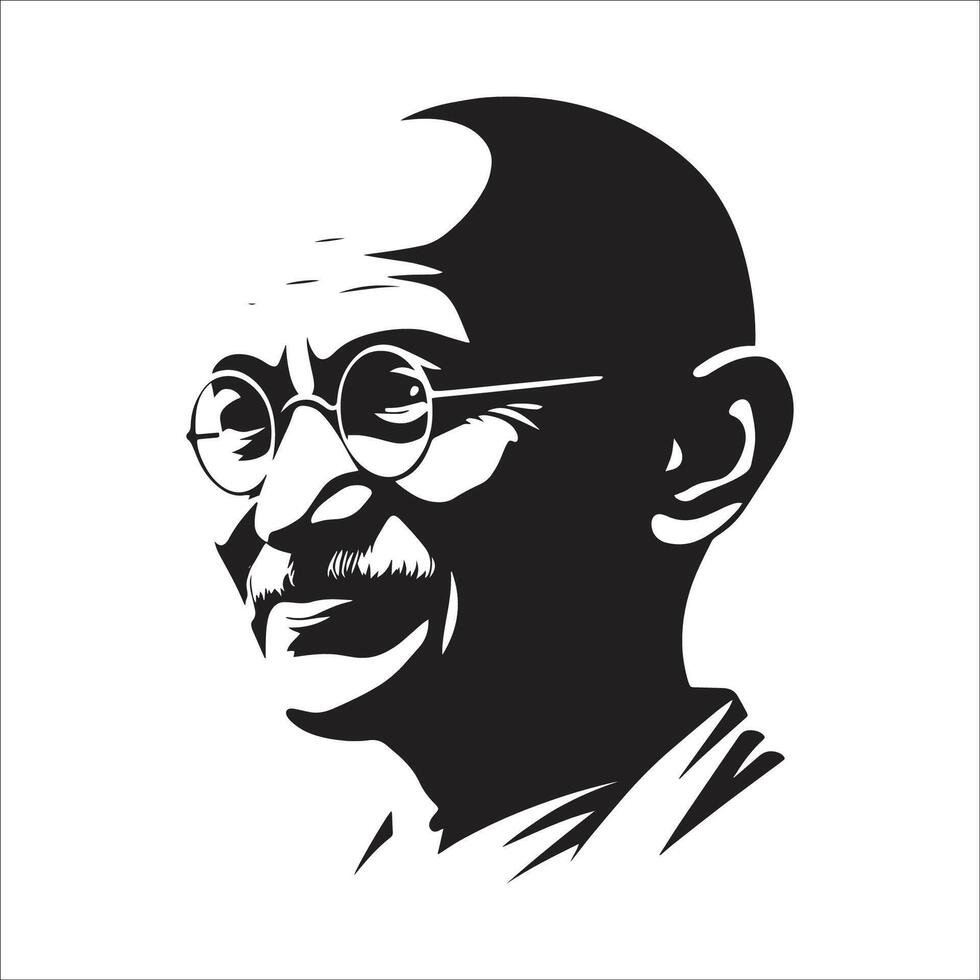 Mahatma Gandhi Black and White Portrait Illustration vector